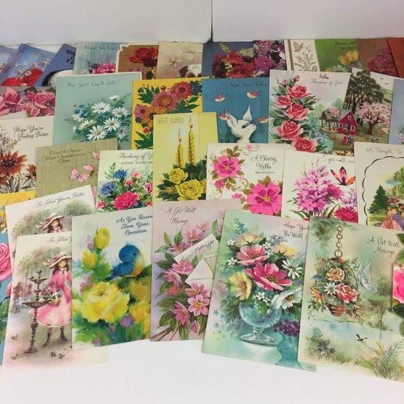 Vtg Lot 93 USED Get Well Greeting Cards Postcards Mix Scrapbooking Art Upcycle - Picture 5 of 10